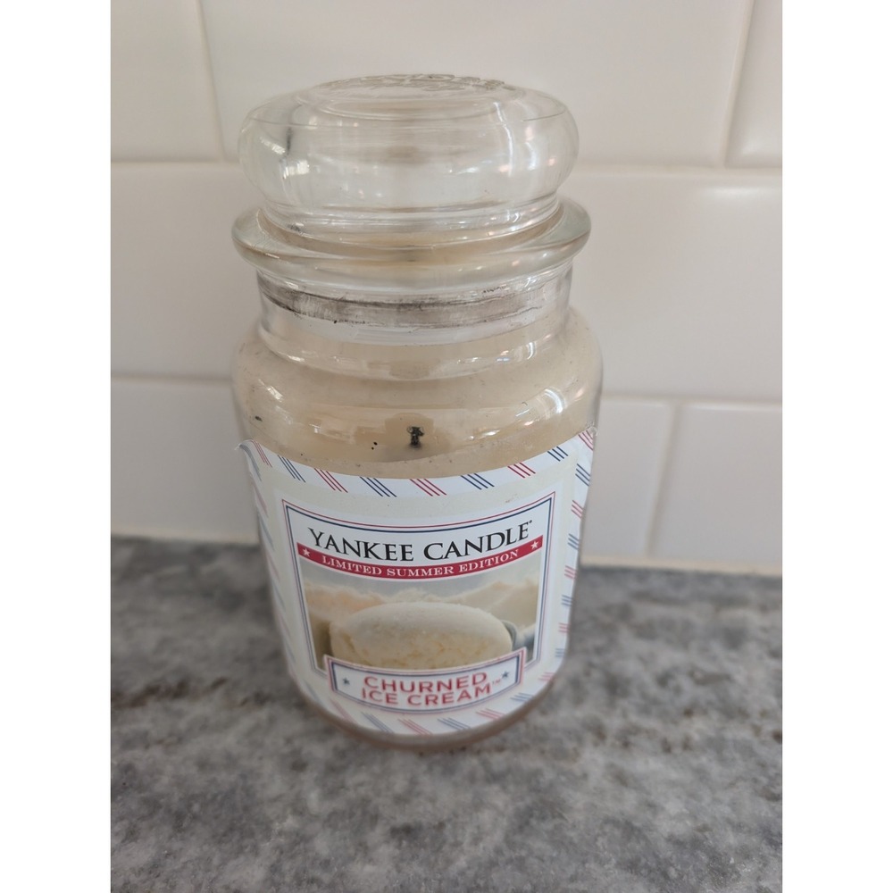 Discontinued Churned Ice Cream Yankee Candle, Large 22 Oz, Mostly Full